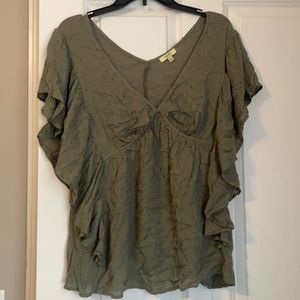 Boutique brand olive green blouse, size medium.